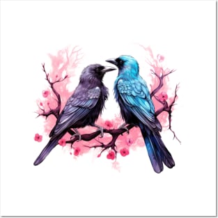 Valentine Kissing Raven Bird Couple Posters and Art